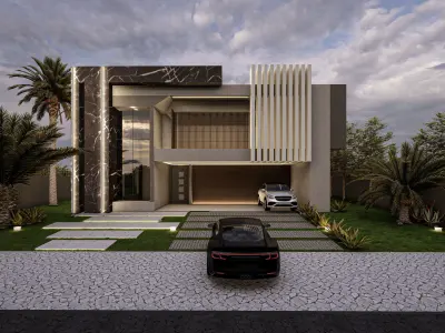 Modern Luxury Villa Exterior Design 3D Model 3D model