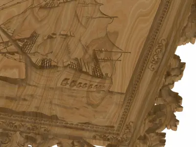 Carved panel painting STL 3D model 4