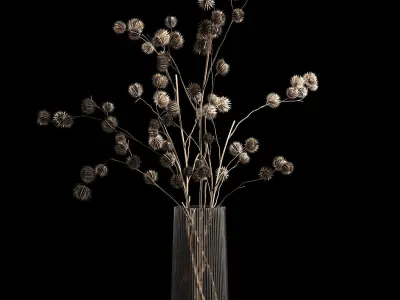 Bouquet Of Dried Flowers From Thorn And branches 3D model