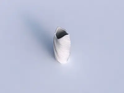 Vase twisted double arc hexagon with bent extruded lines 3D print model