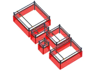 isometrical scaffolding ALL section Low-poly 3D model