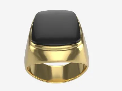 Gold Ring with Stone Jewelry 09 3D model