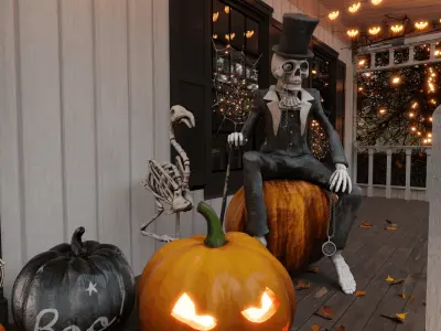 Halloween Porch Blender Scene - DAY 3D model