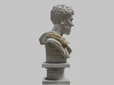 Ultra detailed 3D bust statue roman empire Low-poly 3D model