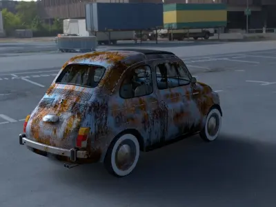 Fiat 500 Nuova 1957 with interior rusty HDRI 3D model