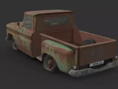 Abandoned Car - Chevrolet C10 Pickup Low-poly 3D model