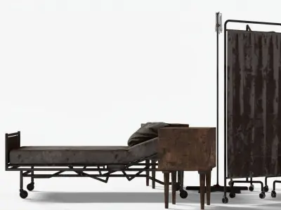  Abandoned Hospital Room Low-poly 3D model