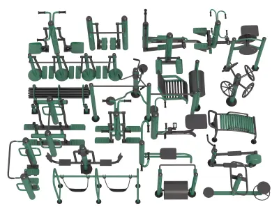 Outdoor Fitness Equipments Collection  3D model