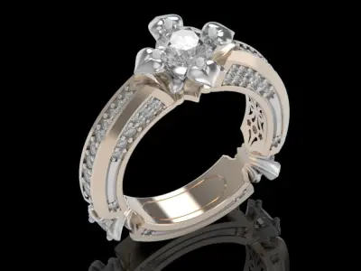 ring with stones 3D print model