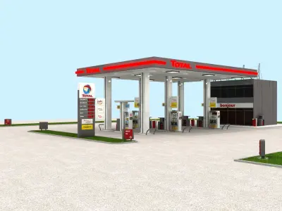Total France Gasoline Station High Detail 3D model