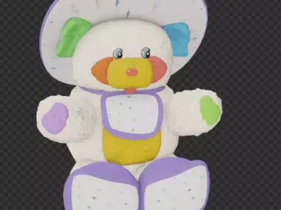Cute Baby Bear With hat Low-poly 3D model