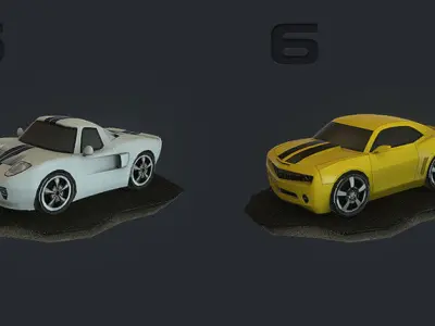 Cartoon car pack Low-poly 3D model 3D model