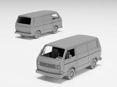 VW T3 Panel Van - H0 Scale model kit 3D print model