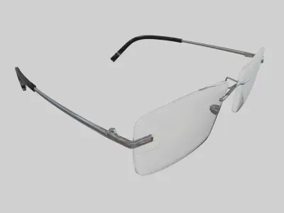 Rectangular Rimless Eyeglasses Low Poly PBR Realistic Low-poly 3D model