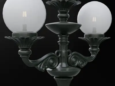 Old lamp post number2 with ST64 6W bulb 3D model