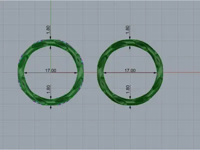 Diamond Cuban Ring  and Cuban ring without diamond 3D print model