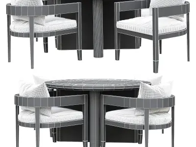 RH Outdoor Baimain restangular table chair Low-poly 3D model