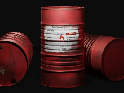 Low Poly Oil Barrel - PBR Game-Ready Asset Low-poly 3D model