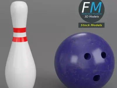 Bowling ball and pin 3D model