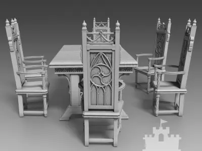 Table and chairs 3D print model