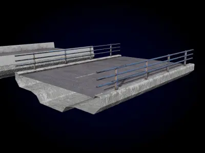 Concrete Bridge Parts Kit Low-poly 3D model