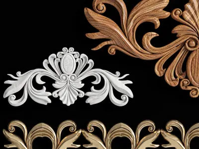 Plastering set of ornate ornaments 3D model