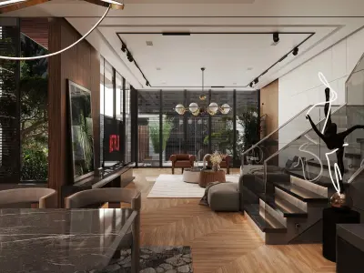 Villa House Modern Interior Scene 3D model