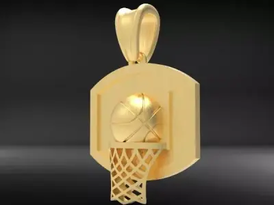 BASKETBALL HOOP CHARM PENDANT JEWELRY SPORTS 3D print model