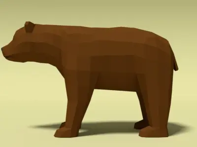Low Poly Cartoon Bear Low-poly 3D model