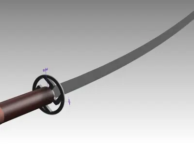 Katana metal rod with hook Free 3D model