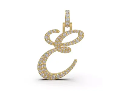 Initial Letter E Necklace Pendant Alphabet Pendant 3D print model