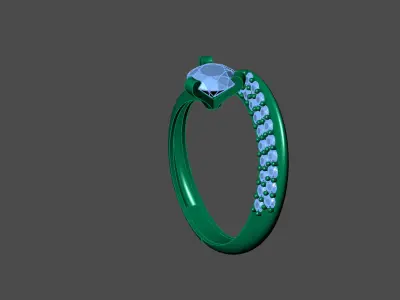 Womens Rings With Stone Ring Ready STL 3DM Models Rings women 3D print model 24