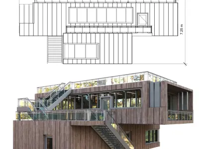 Modern Building 017 House 3D Model 3D model