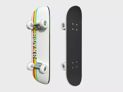 Cartoon Skate 08 White - Character Sport Equipment Low-poly 3D model