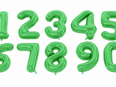 Balloon Numbers Green Color 3D model