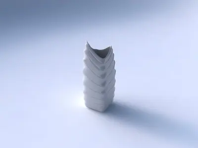Vase double arc rectangle with smooth horizontal dents 2 3D print model