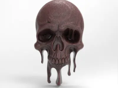melting skull decor  3D print model