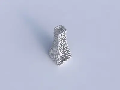 Vase squeezed rectangle with faceted and twisted organic latt... 3D print model