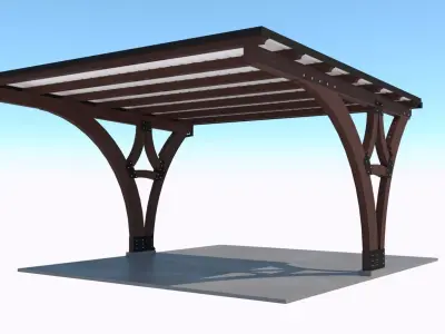 Modern Wooden Carport 3D model 3D model