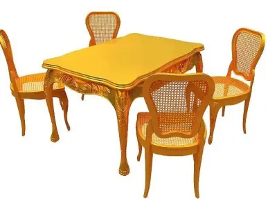 Classical Dining set Low-poly 3D model