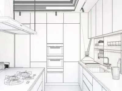 Modern island  kitchen 3D model