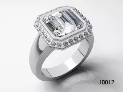 Ring emerald cut diamond Free 3D print model