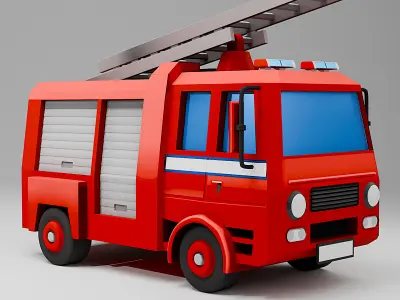 Toy Fire Truck Low Poly 3d Model Low-poly 3D model