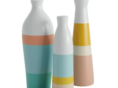 Set of 3 hand painted ceramic vases 3D model