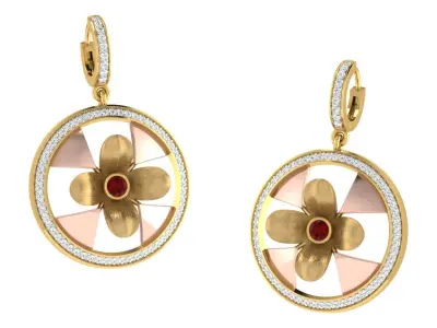 Solitaire Women Drop Earring 3dm STL OBJ FBX Render Details 3D print model 2