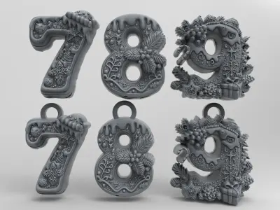 christmas number decor 7 to 9 3D print model