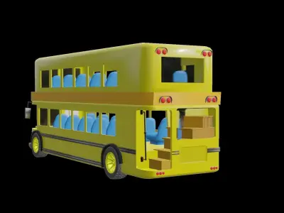 Cartoon Bus Low-poly 3D model