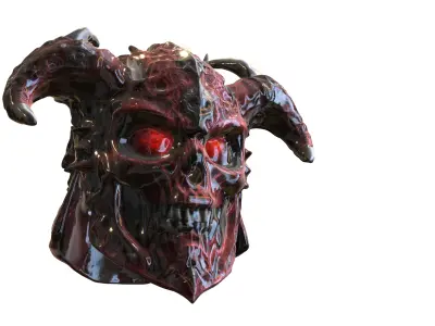 Demonic Skull Helmet 3D Low-poly 3D model