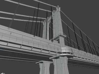 New York Manhattan Bridge Low-poly 3D model