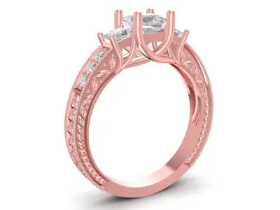 Elegant Three Stone Engagement Ring for Women   1996 3D print model